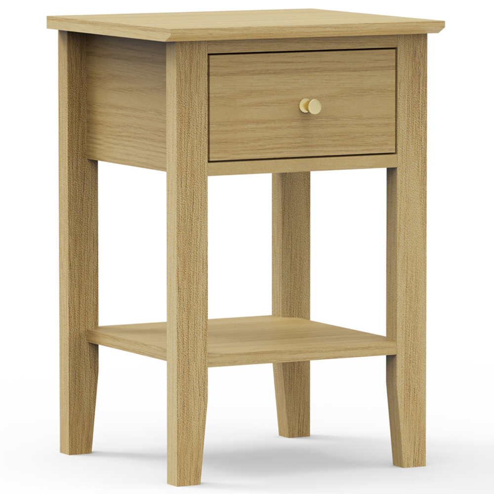 Core Products Henley Single Drawer Single Shelf Oak Effect Bedside Table  Image 4