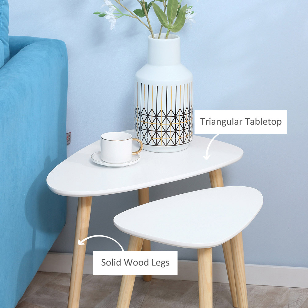 Portland White Triangular Nest of Tables Set of 2 Image 5