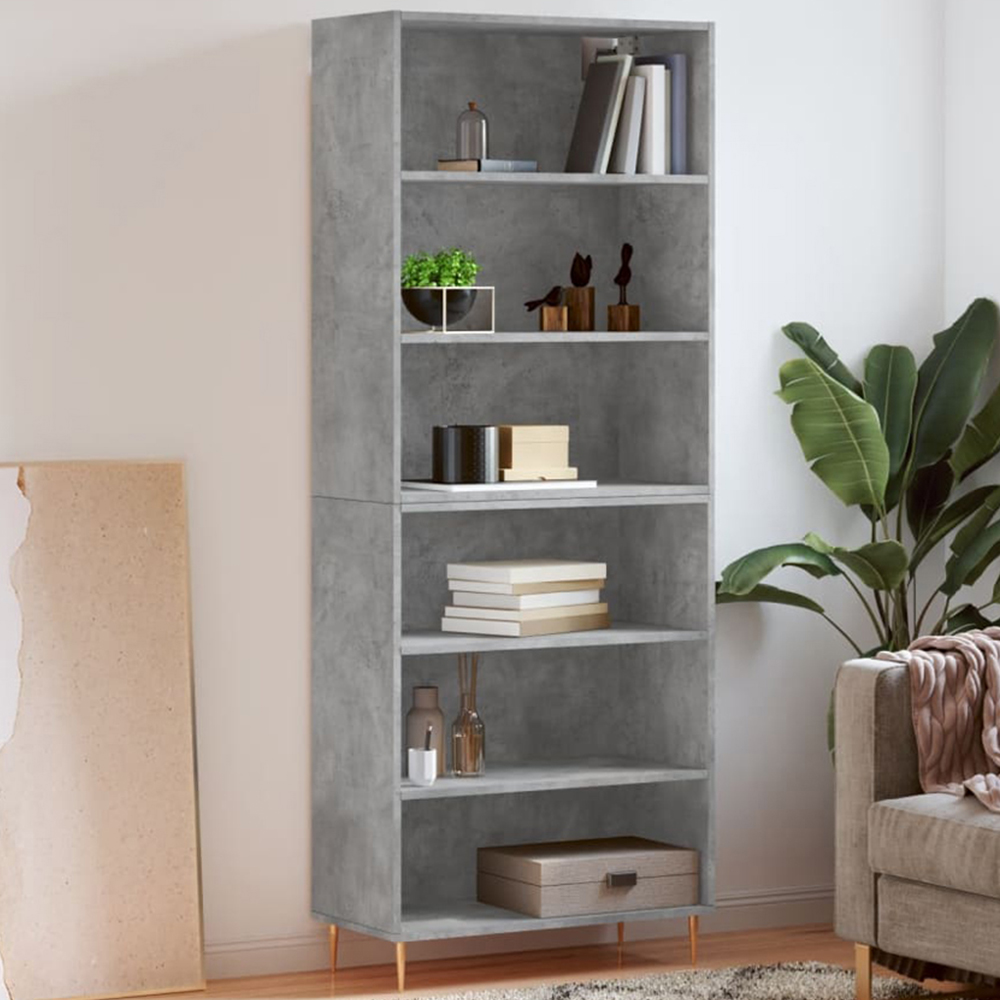 vidaXL 6 Shelf Concrete Grey Highboard Image 1