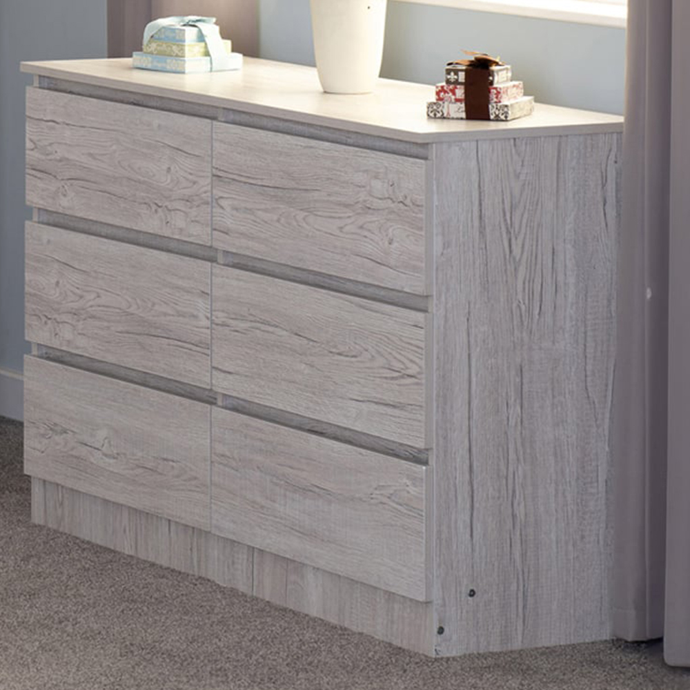 Seconique Malvern 6 Drawer Urban Snow Chest of Drawers Image 1
