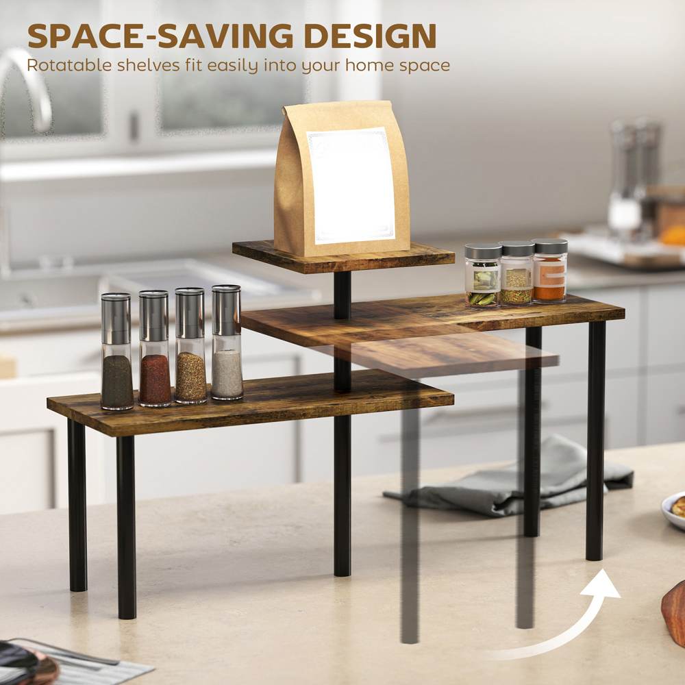 Portland 3 Shelf Rustic Brown Kitchen Countertop Organiser Image 5