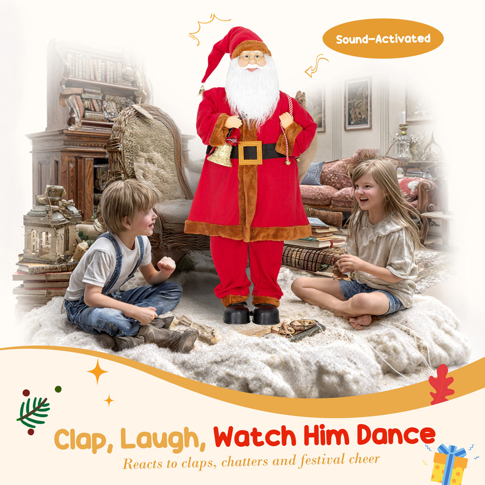 Everglow Life Size Musical Animated Santa Claus with Sack and Sound Activated 3.9ft Image 5