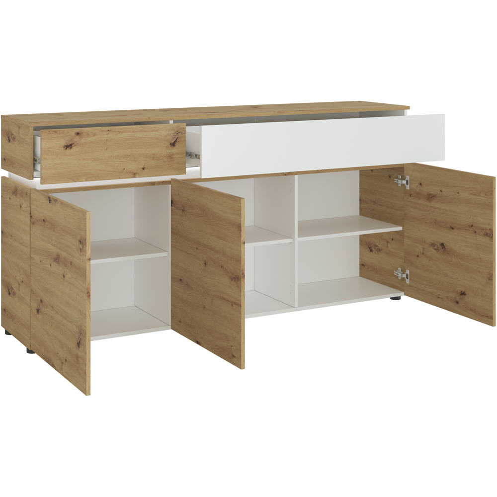Florence Luci 3 Door 2 Drawer White and Oak Sideboard with LED Lighting Image 3