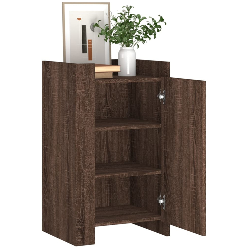 vidaXL Single Door 3 Shelf Brown Oak Sideboard Image 3