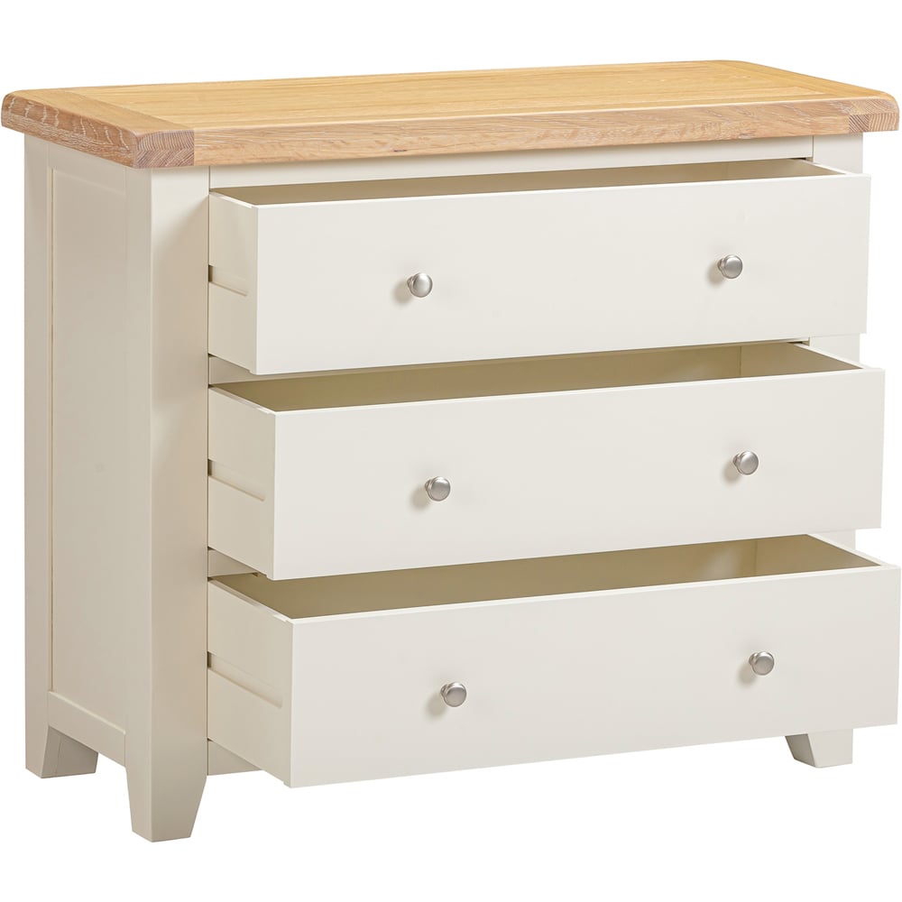 Seconique Windsor 3 Drawer Ivory and Oak Storage Chest Image 4