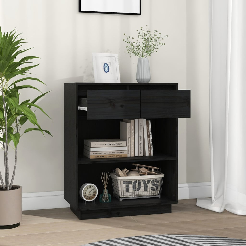 vidaXL 2 Drawer 2 Shelf Black Console Cabinet Image 7