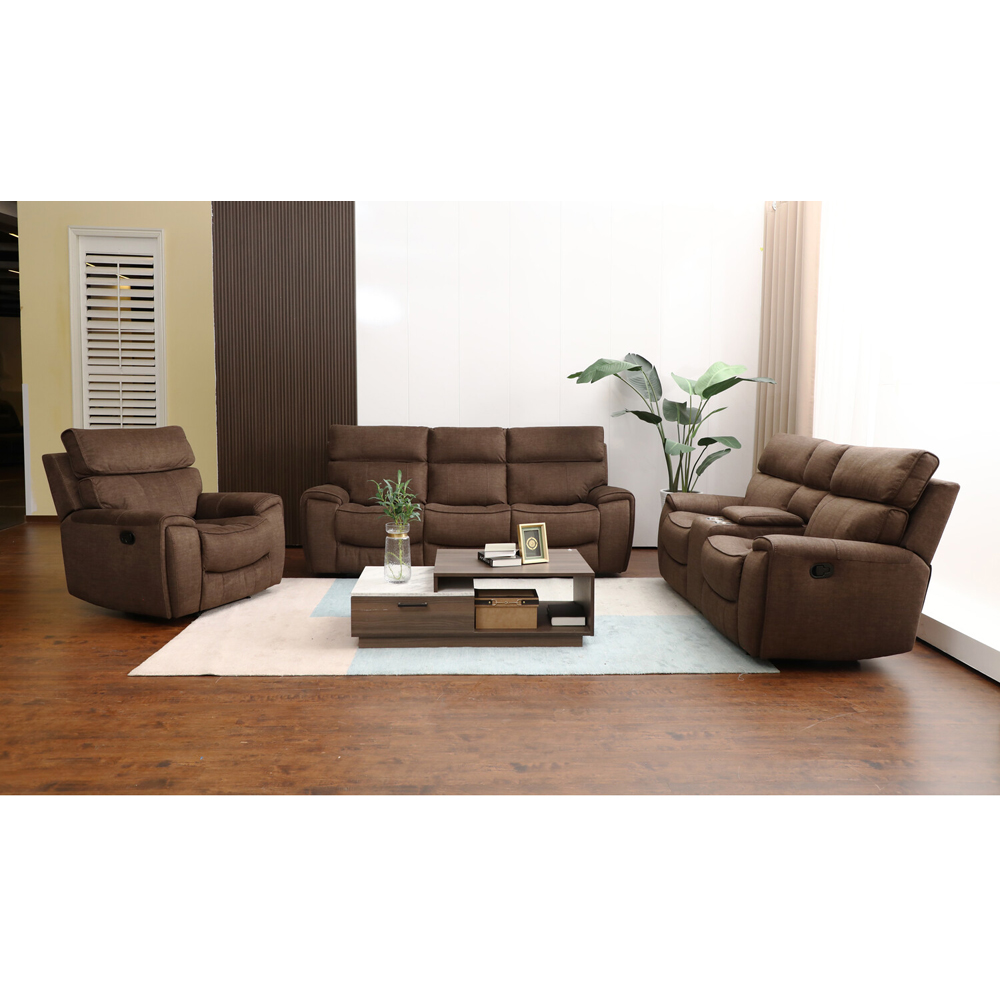 Cancun 3 Seater Brown Manual Recliner Sofa Image 10