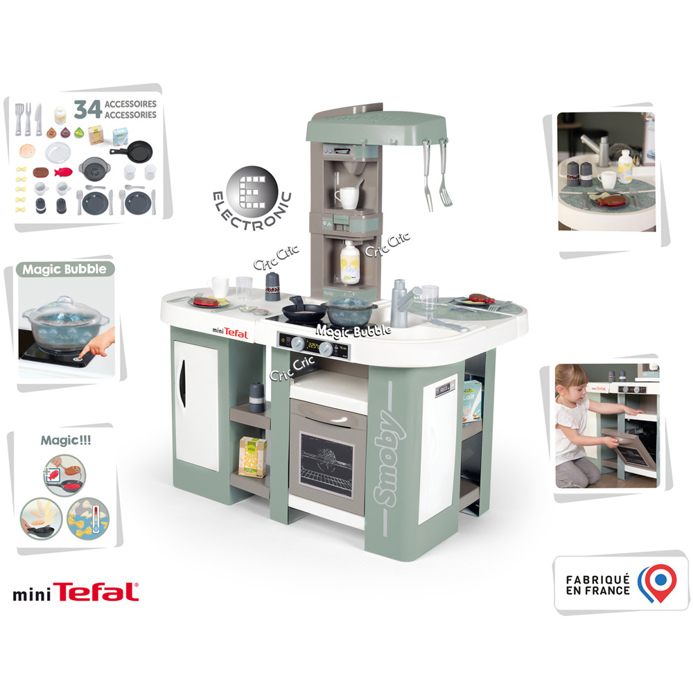 Smoby Tefal Kids 34 Piece Studio XL Bubble Kitchen Island Playset Image 8