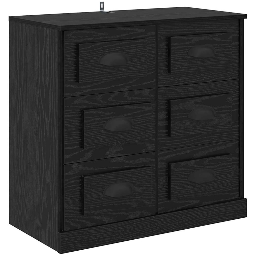 vidaXL 6 Drawer Black Oak Sideboard Set of 2 Image 7
