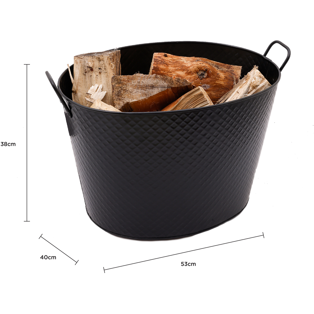 Charles Bentley Large Black Diamond Embossed Oval Bucket Image 9