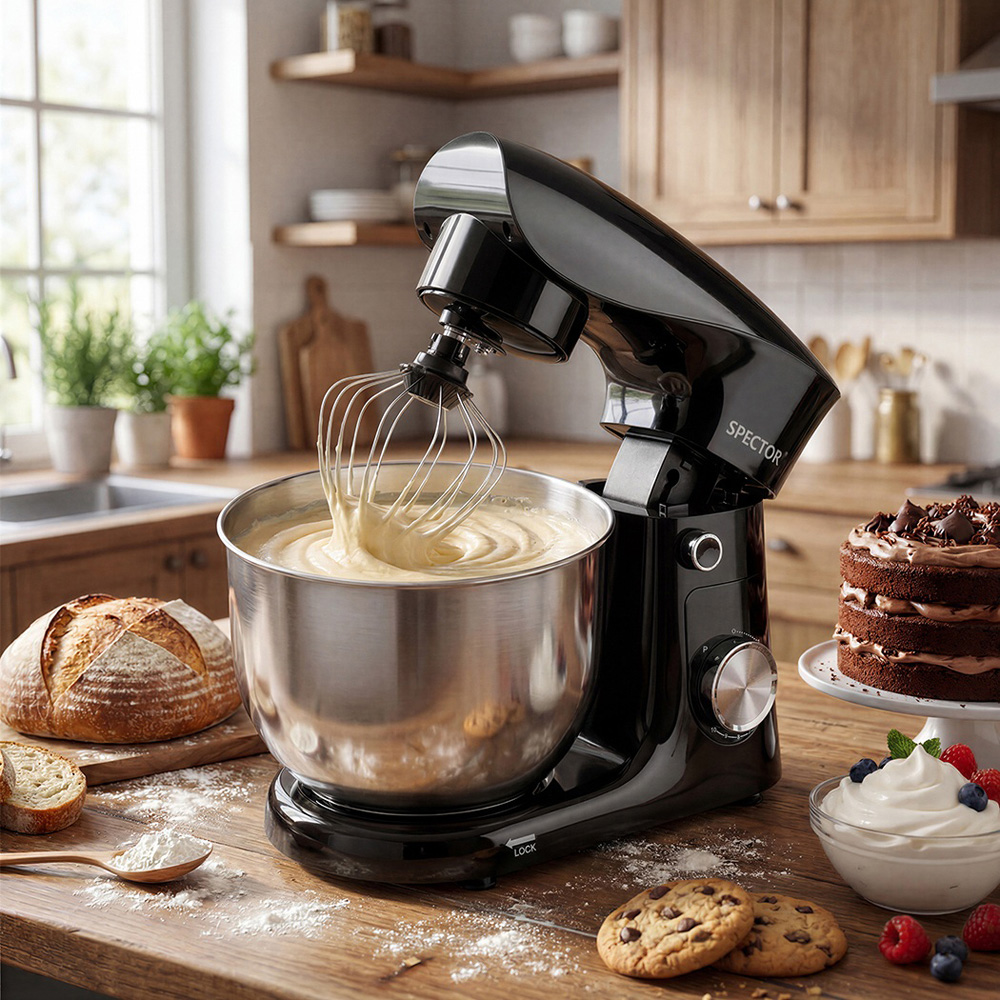 Spector MIX1003-BK-5L-UK 5L and 4.5L Mixing Bowl Electric Stand Mixer 1500W Image 2