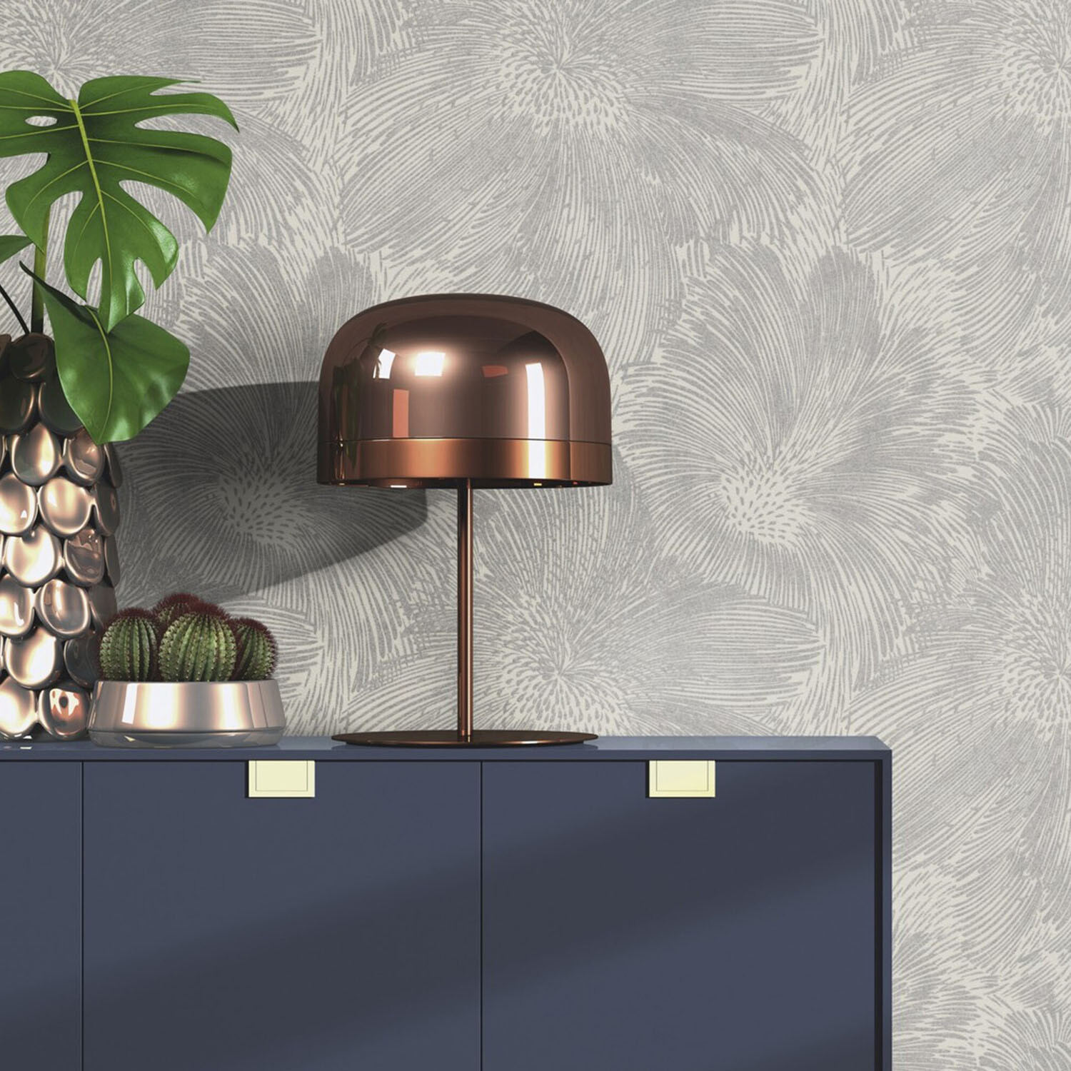 Fire Flower Light Grey and Beige Wallpaper Light Grey and Beige Image 2