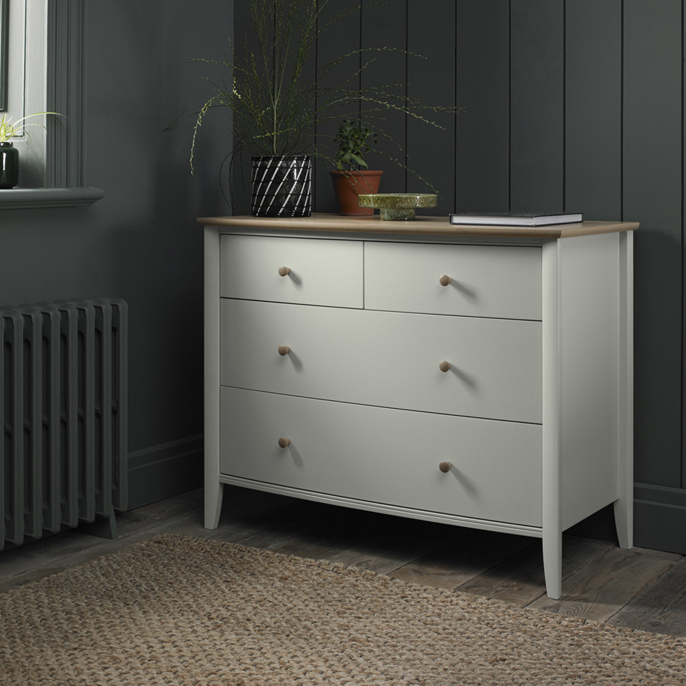 Bentley Designs Whitby 4 Drawer Scandi Oak and Soft Grey Chest of Drawer Image 3