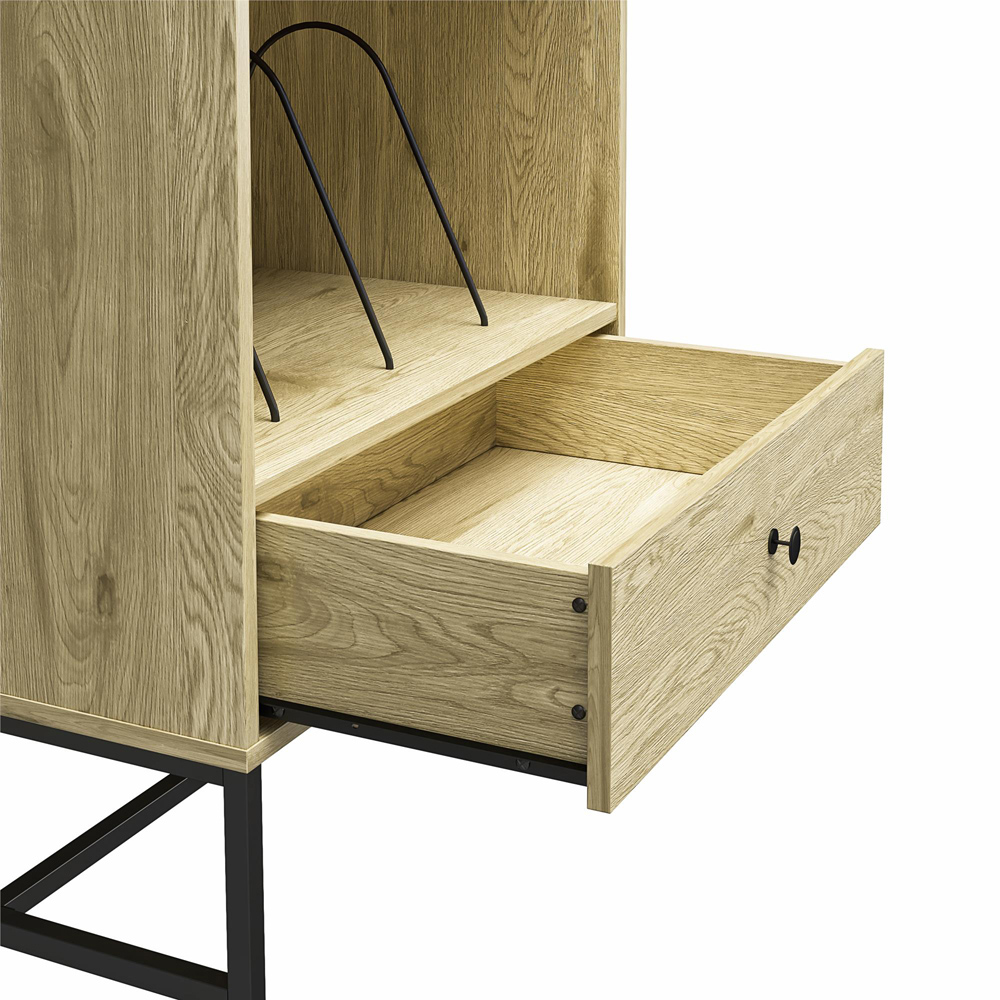 Dorel Tamlin Single Drawer Oak Record Stand Image 6