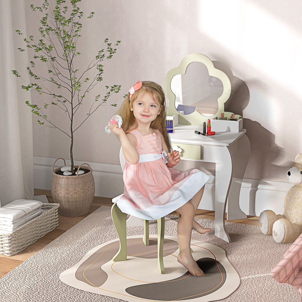 Tommy Toys White Flower Kids Vanity Table Set Image 4