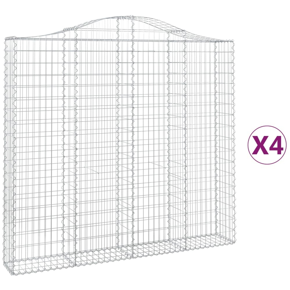 vidaXL Silver Galvanised Iron Gabion Basket 200 x 30 x 180/200cm 4 Pack Image 4