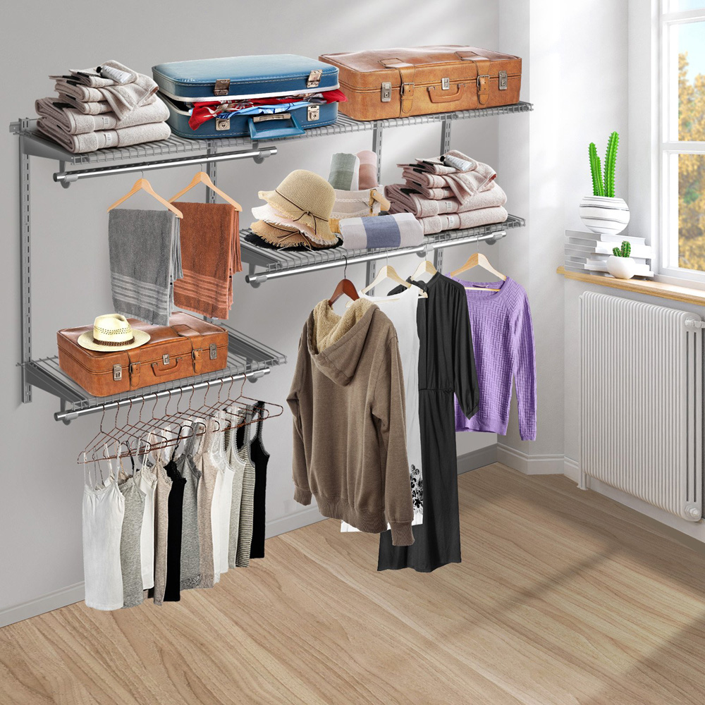 Costway Grey Adjustable Wall Mounted Closet Shelf Image 3