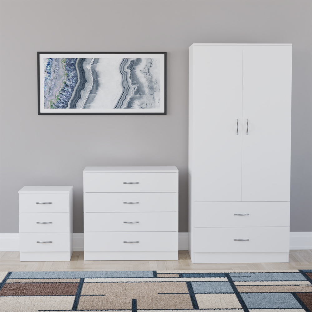 VIDA DESIGNS Riano White 3 Piece Bedroom Furniture Set Image 2