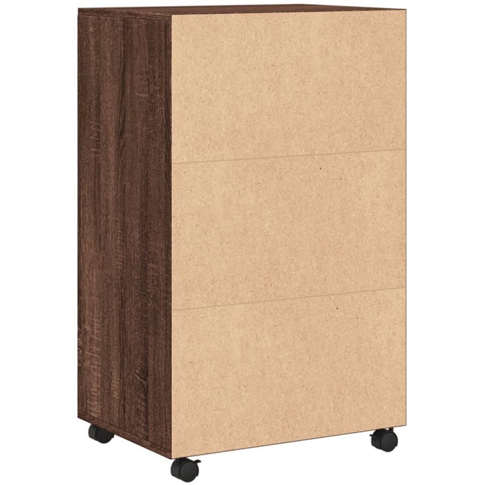 vidaXL 2 Door Single Shelf Brown Oak Rolling Cabinet Image 6
