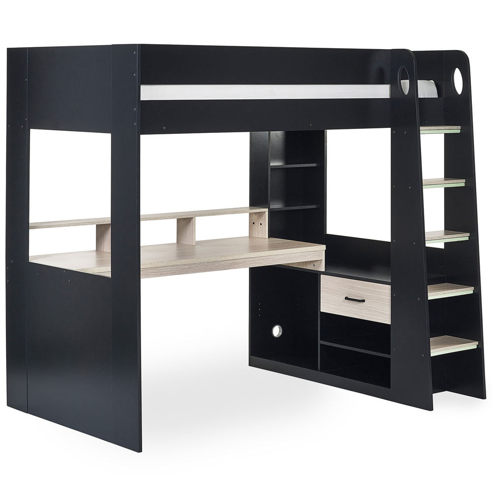 Julian Bowen Blaze Black and Pale Wood Gaming Bunk Bed with Storage Image 2
