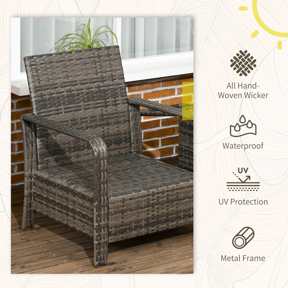 Outsunny 2 Seater Grey Rattan Lounge Set with Storage Image 4