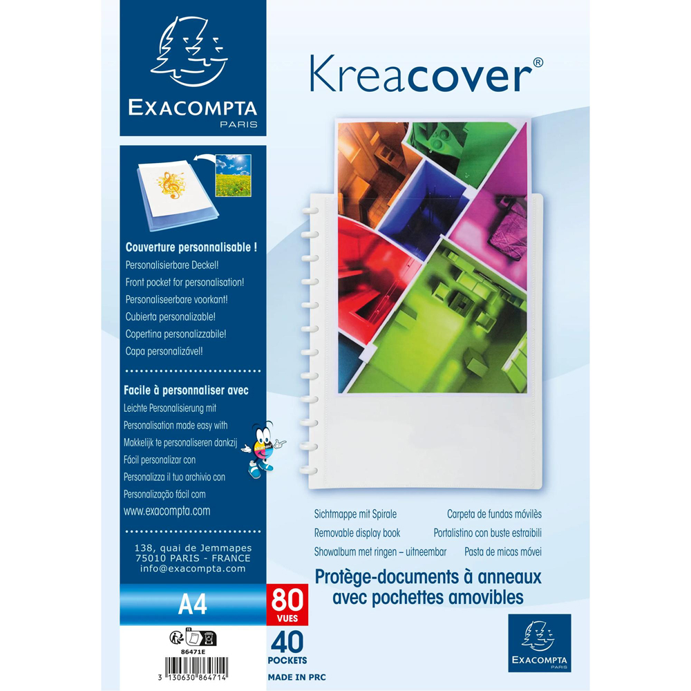 Exacompta KreaCover 40 Removable Pocket White Display Book 4 Pack Image 8