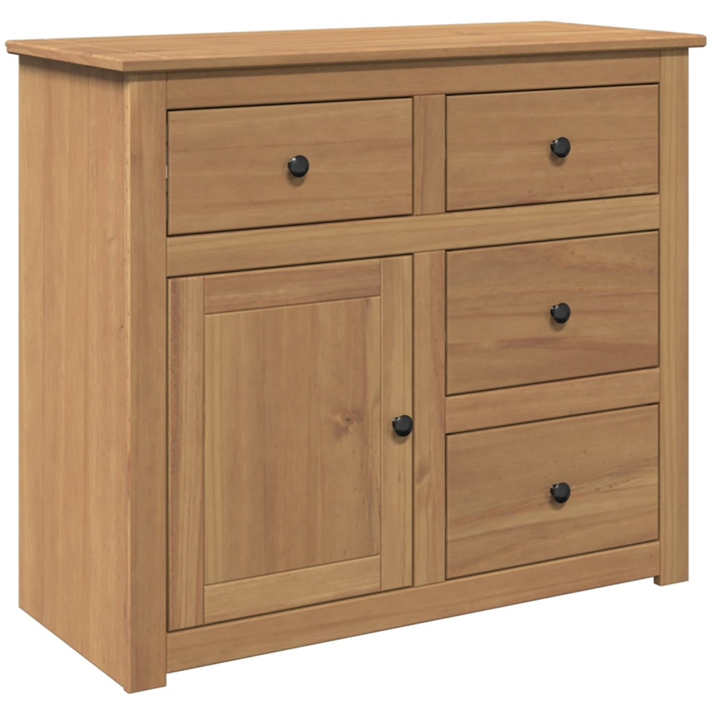 vidaXL Single Door 4 Drawer Solid Wood Pine Sideboard Image 2
