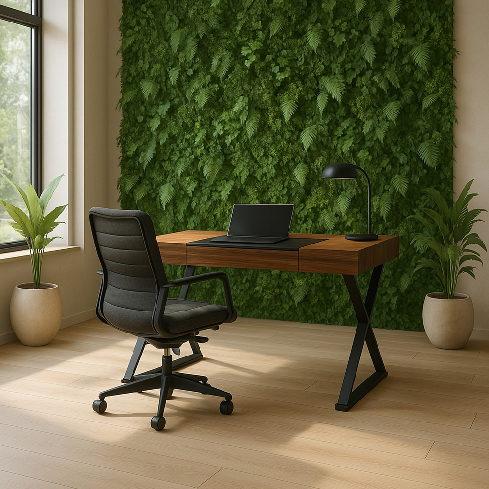 Centurion Supports Adonis Single Drawer Computer Desk with Leather Pad Matt Black and Walnut Image 5