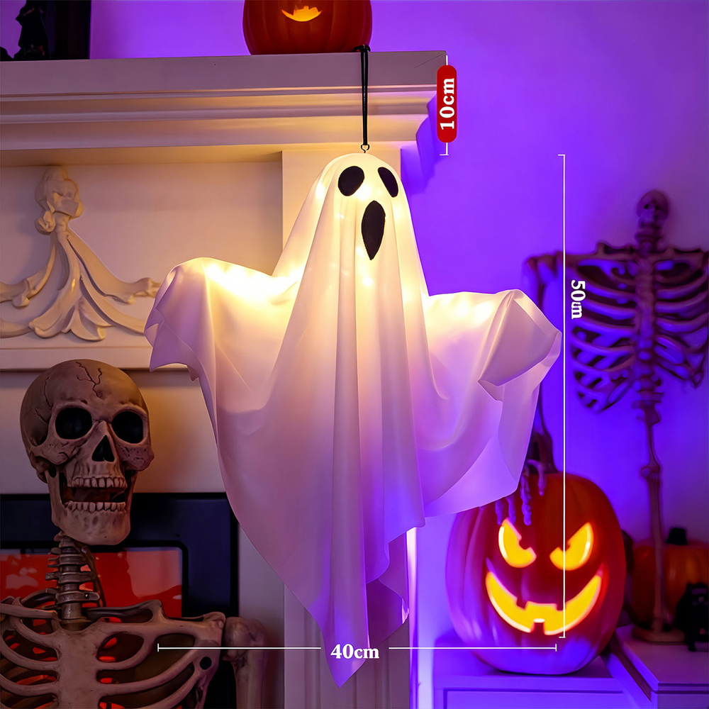 Lovii Warm White LED Light Up Screaming White Ghost Hanging Halloween Decoration Image 3