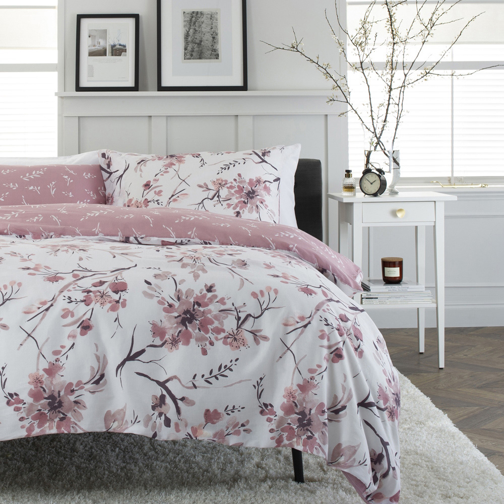 Deyongs Cherry Blossom Super King Size Pink Duvet Set Image 2