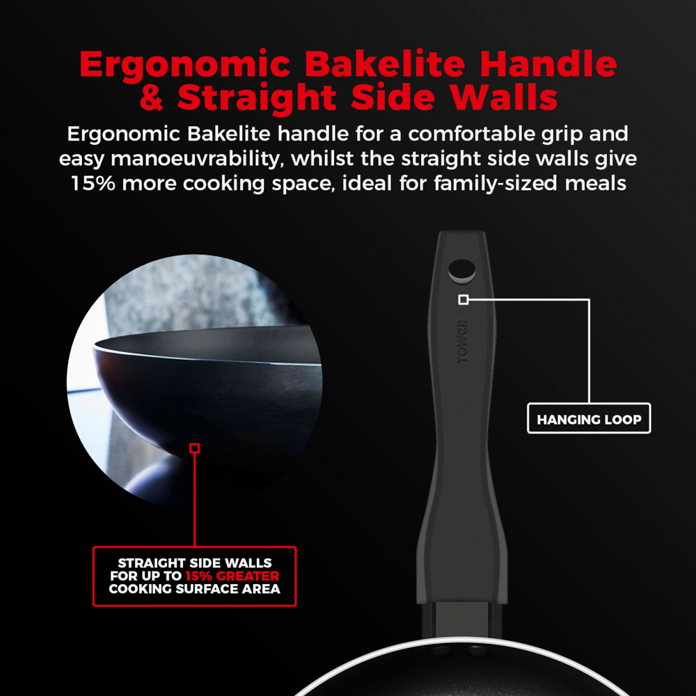 Tower Smart Start 30cm Black Aluminium Non-Stick Gourmet Frying Pan Image 7