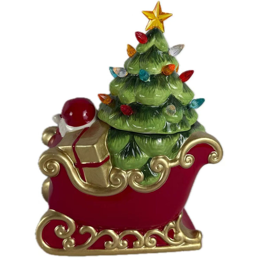 LED Santa's Sleigh Cookie Jar Ornament Image 2
