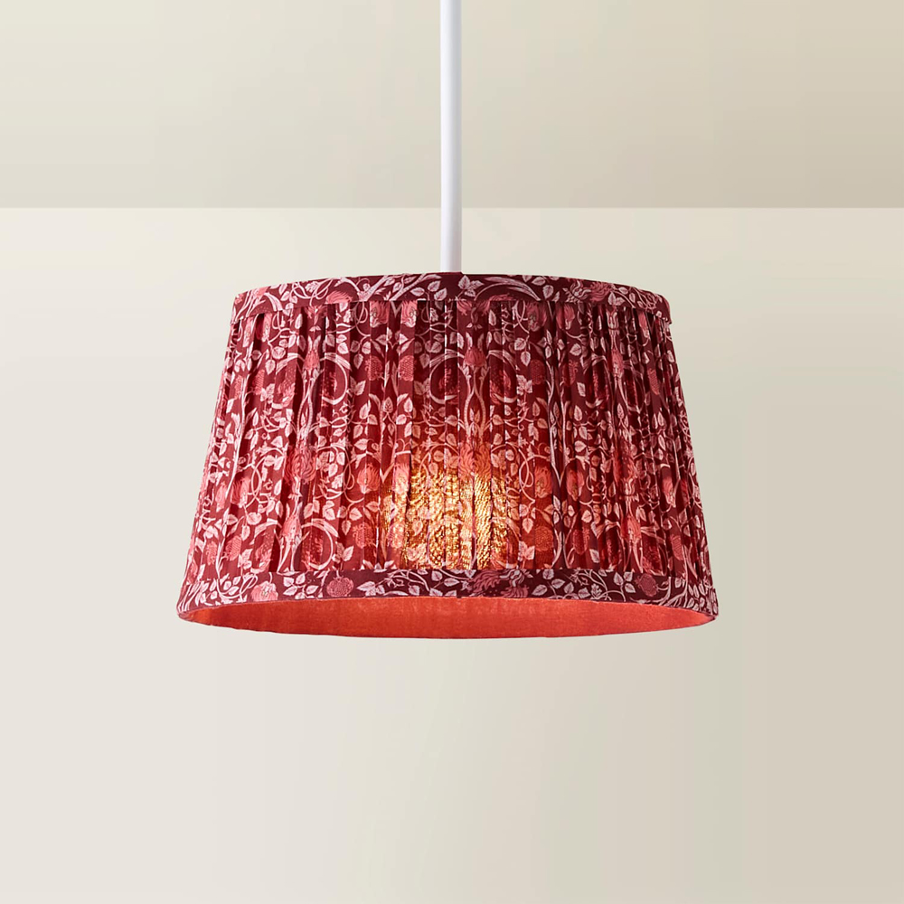 ValueLights Abel Burgundy Floral Pleated Tapered Ceiling Lamp Shade 25cm Image 3