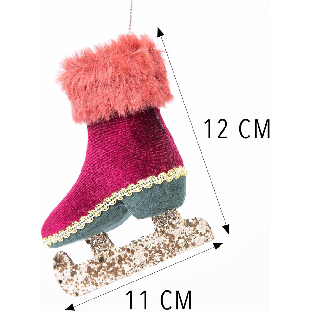 Shatchi Burgundy Ice Skate Hanging Christmas Decoration Image 4