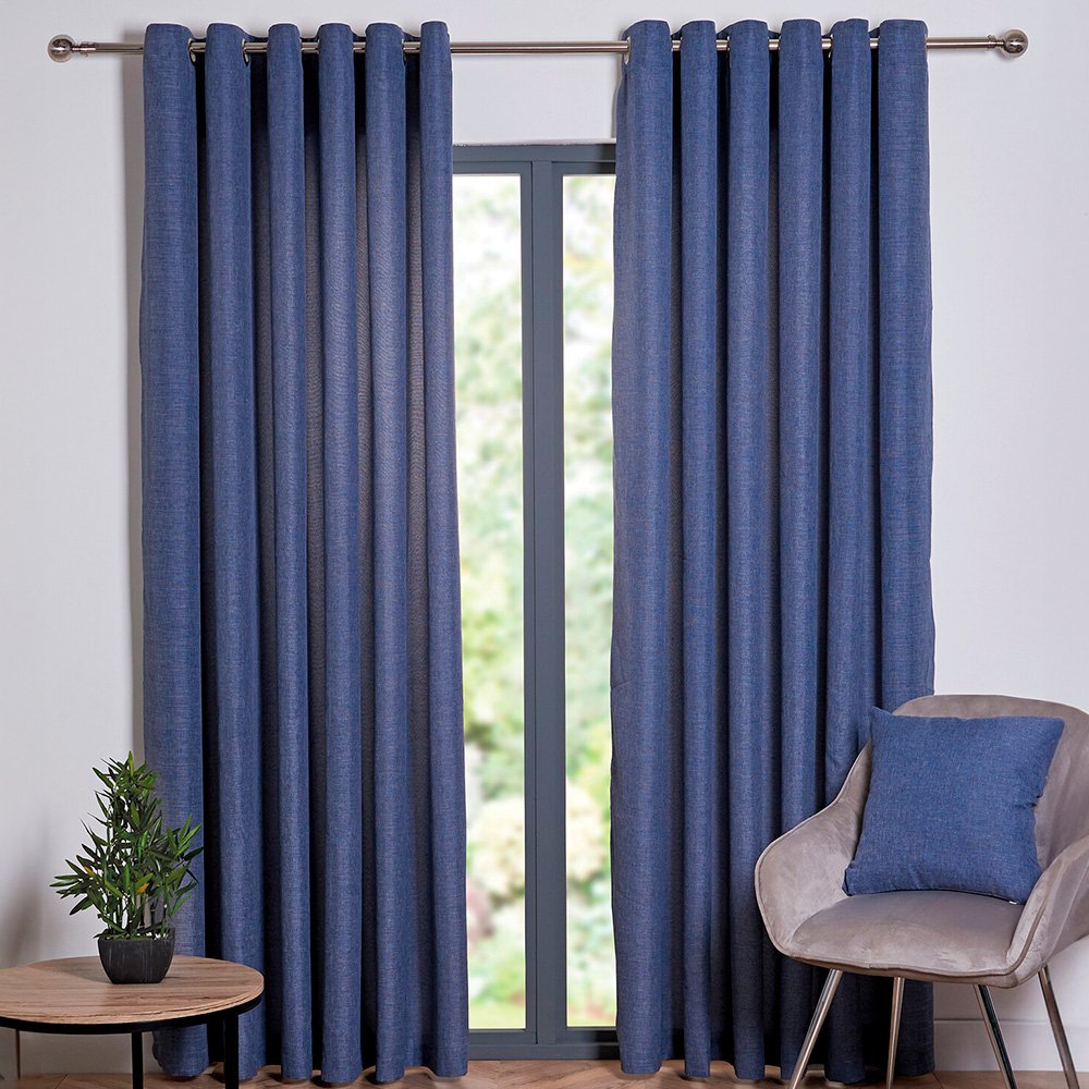 My Home Navy Taylor Eyelet Curtains 168 x 183cm Image 1