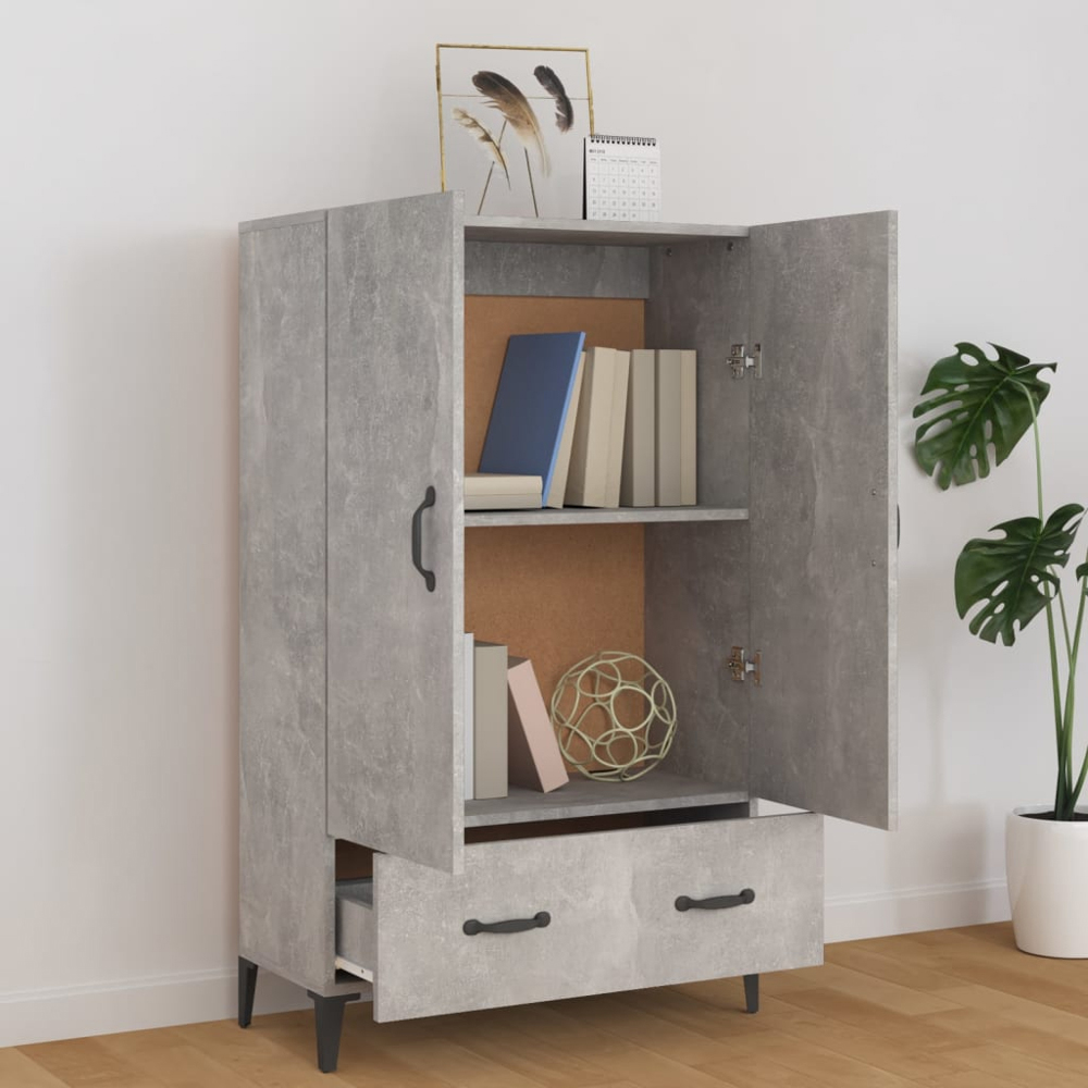 vidaXL 2 Door Single Drawer Concrete Grey Highboard Image 3