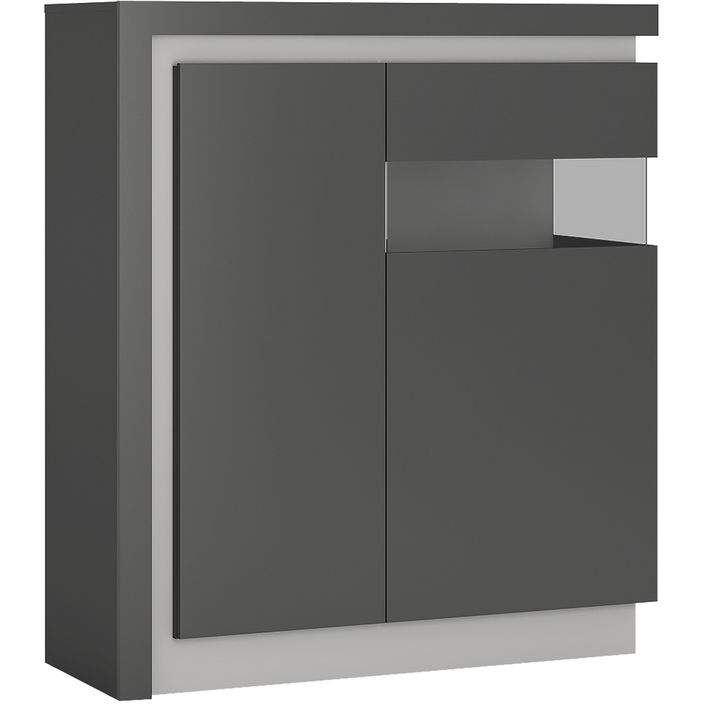 Florence Lyon 2 Door Platinum and Light Grey Storage Cabinet with LED Lighting Image 2