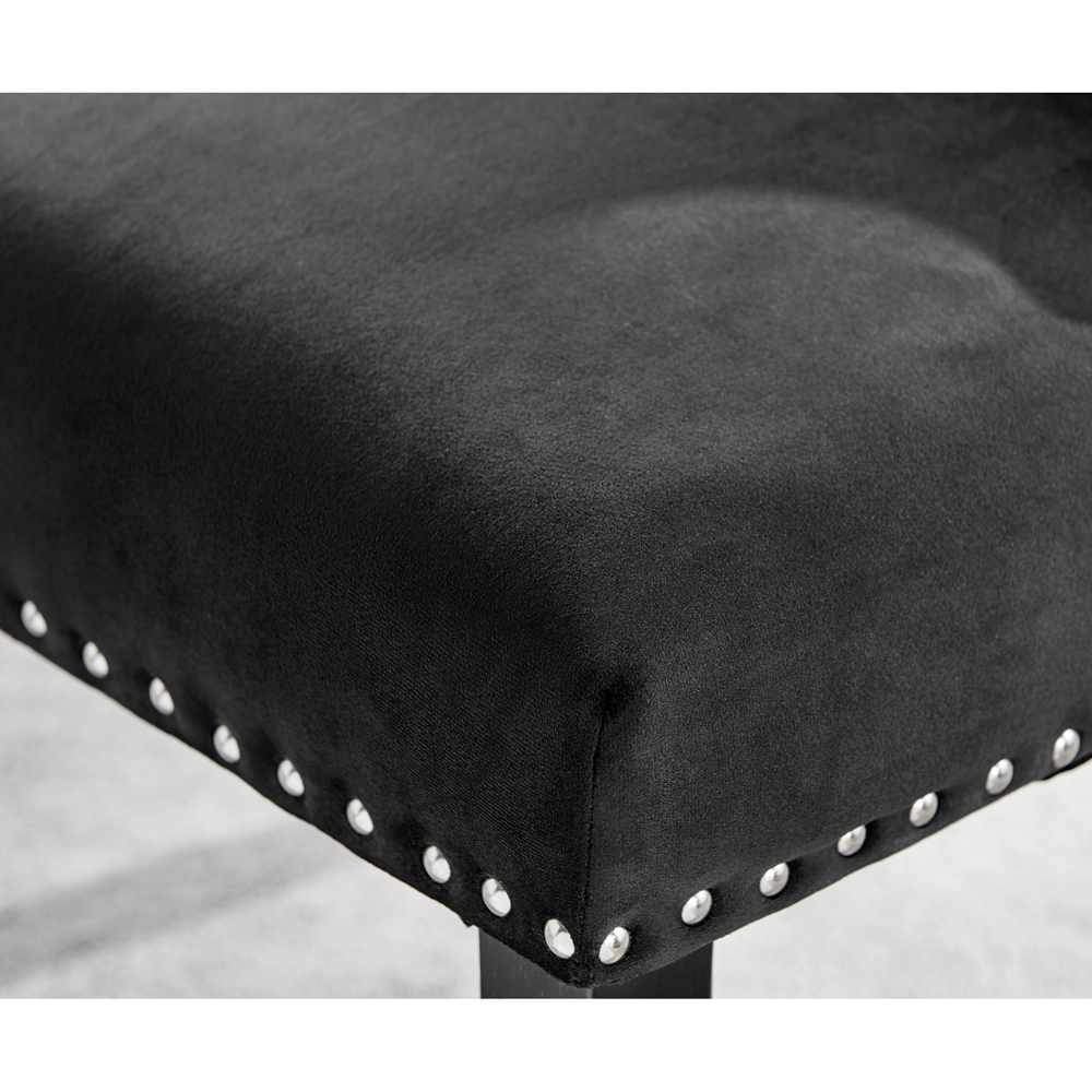 Furniturebox Kennsington Set of 2 Black Velvet Knockerback Dining Chair Image 4