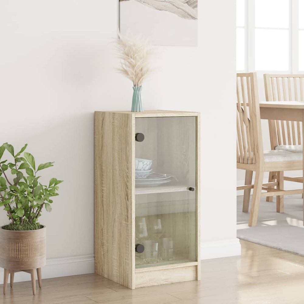 vidaXL Single Door Sonoma Oak Side Cabinet Image 9