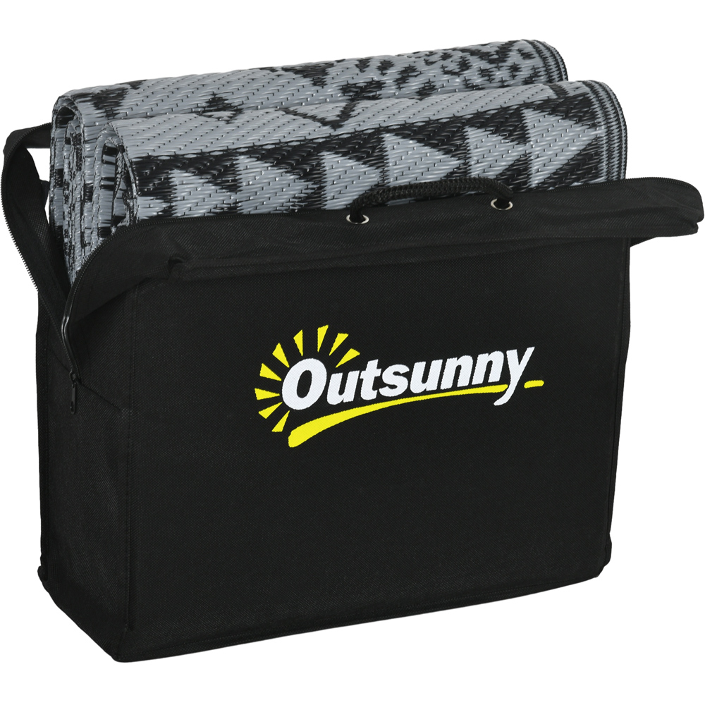 Outsunny Black and Grey Reversible Outdoor Rug with Carry Bag 182 x 274cm Image 3