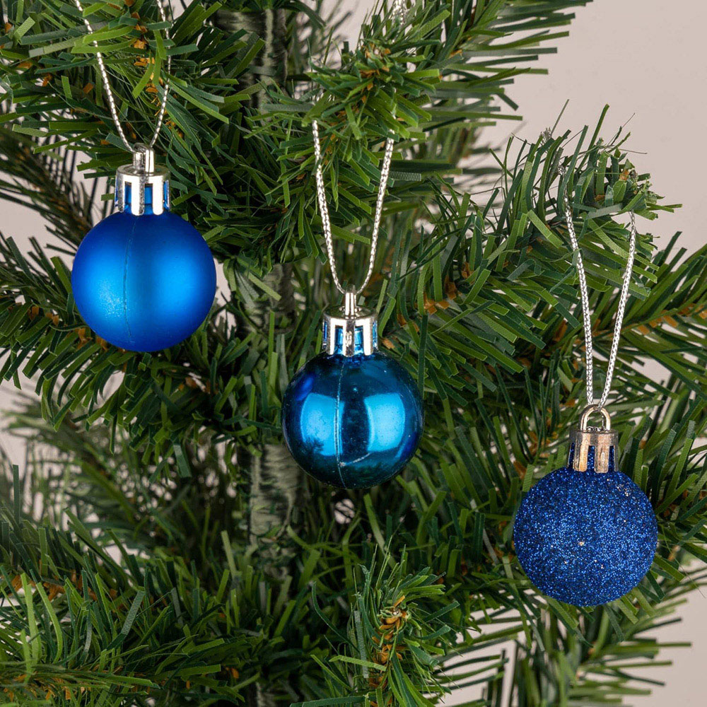Shatchi 3cm Blue Shatterproof Christmas Baubles 24 Pack Image 3
