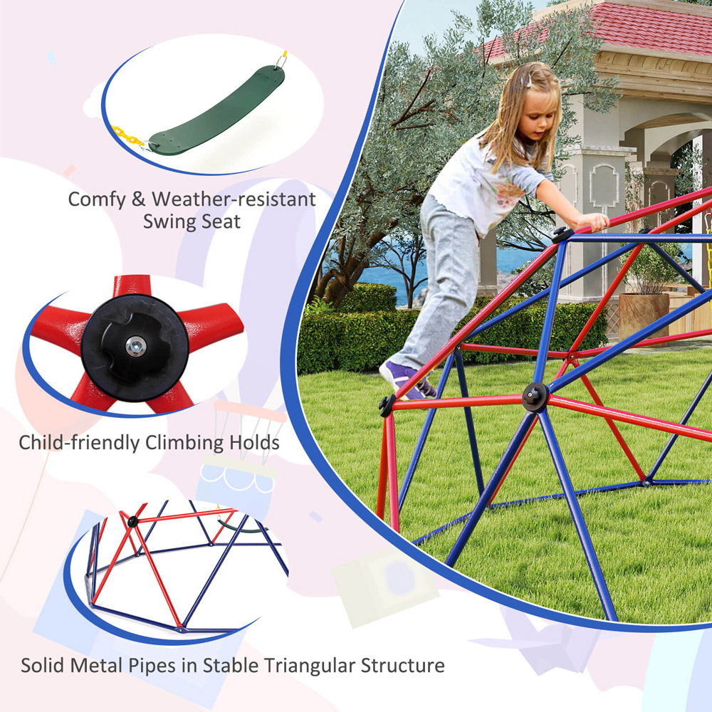 Costway Red Kids Climbing Dome and Jungle Gym Playground Set Image 5
