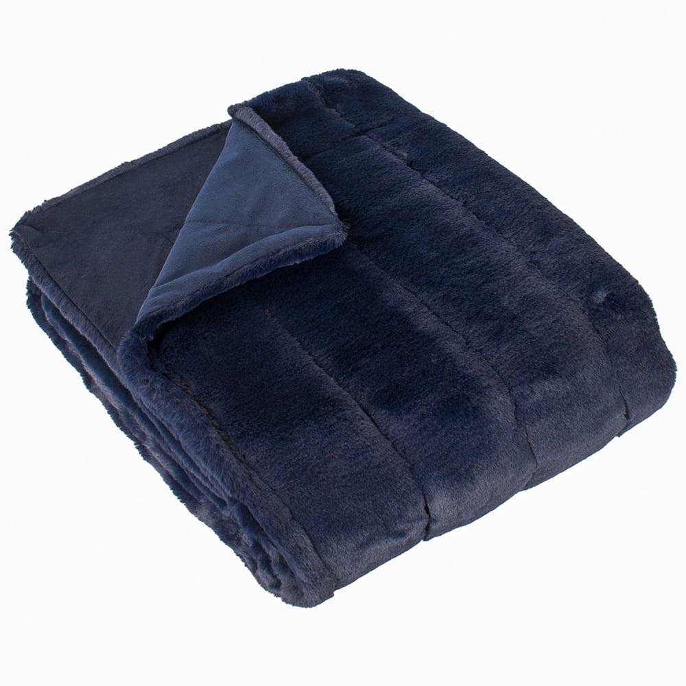 Paoletti Empress Navy Faux Fur Throw 130 x 180cm Image 1