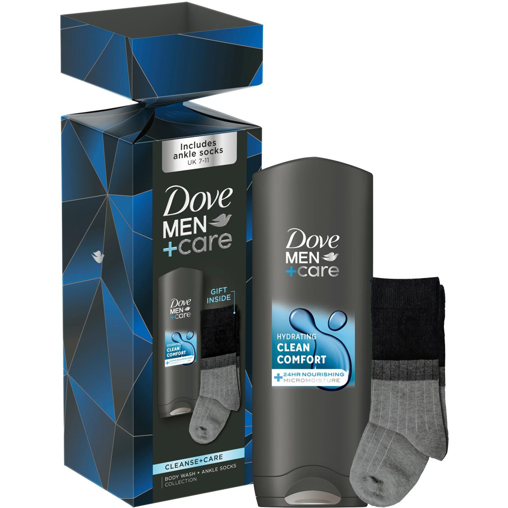 Dove Men+Care Cleanse+Care Body Wash and Socks Gift Set 4 Pack Image 6