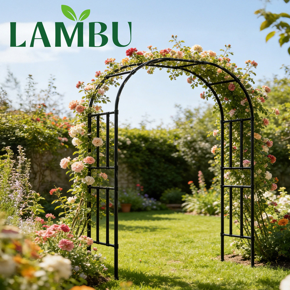 Lambu Black Metal Garden Arch 8 x 5ft Image 8