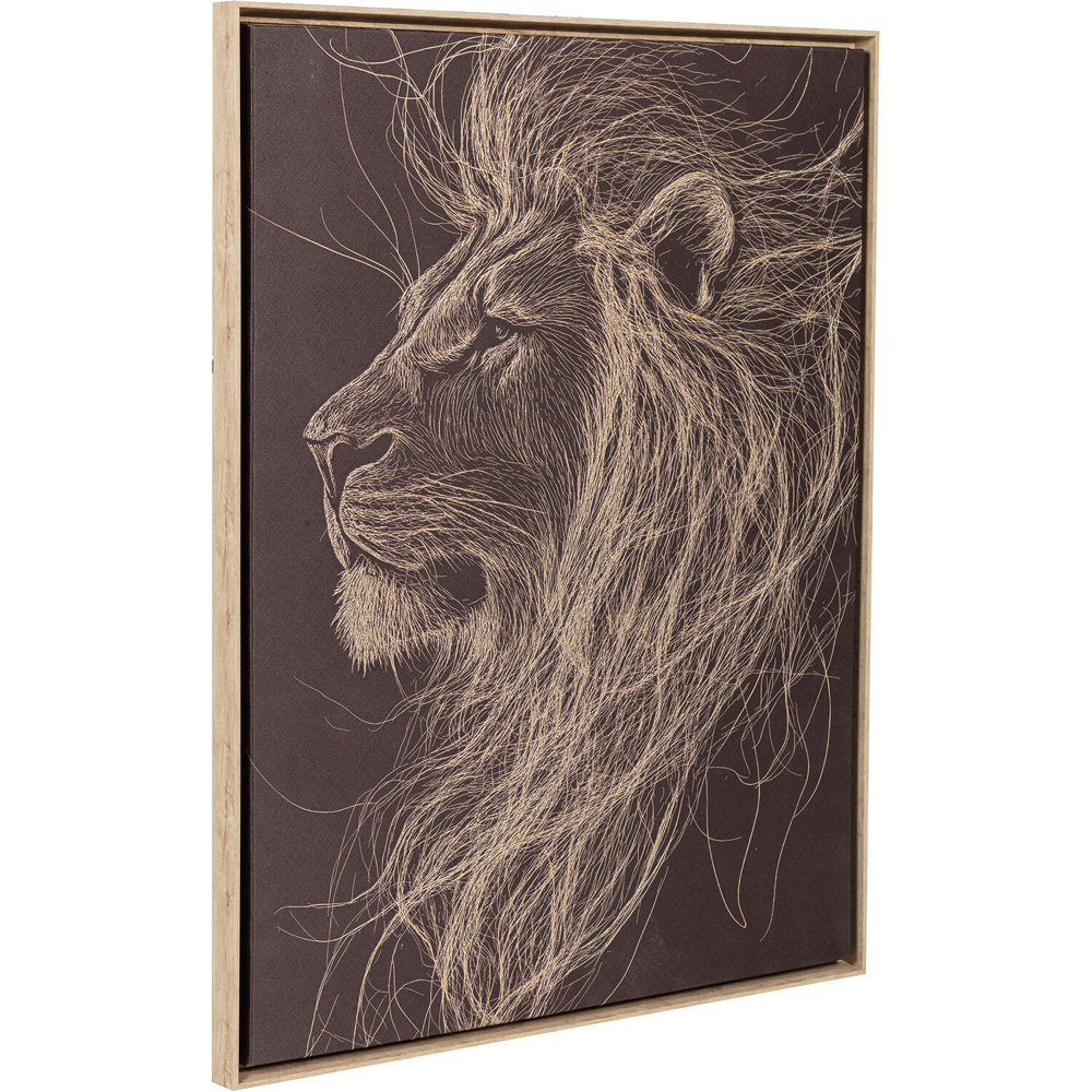 Gold Lion Sketch Effect Framed Canvas Image 3