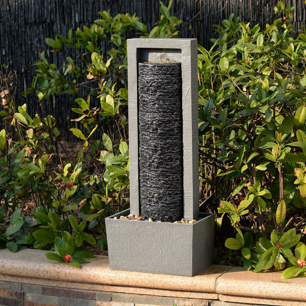 Teamson Home Dark Gray Framed Column Water Outdoor Fountain 32 inch Image 8