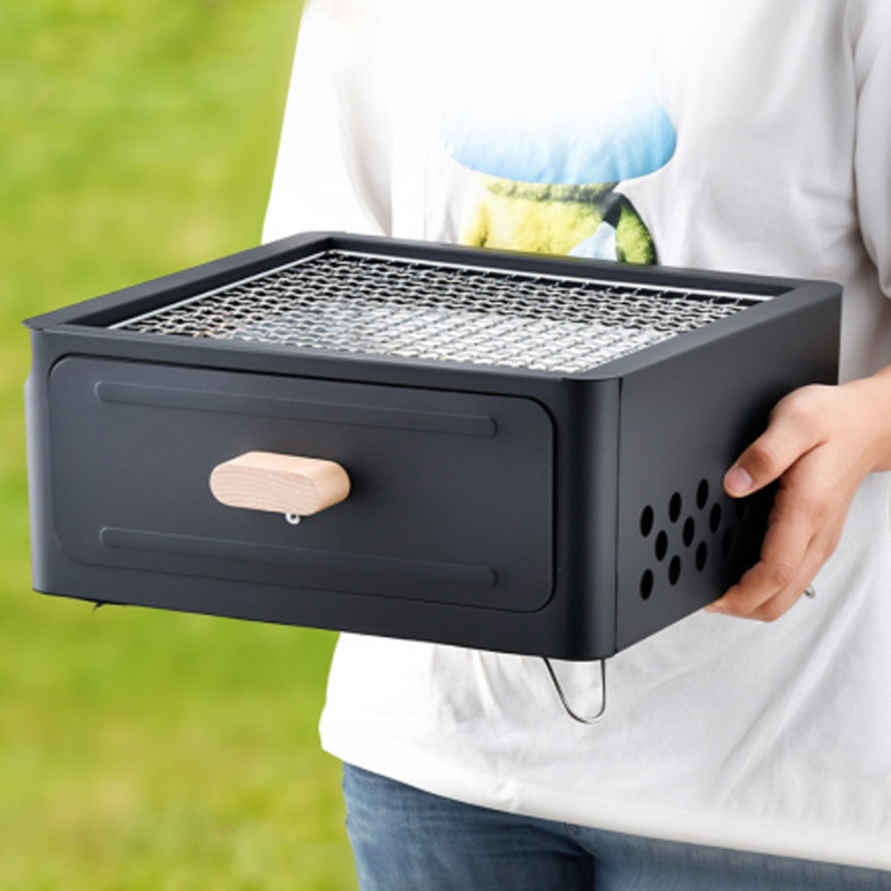 Living and Home Black Windproof Metal BBQ Grill and Tea Stove Image 3