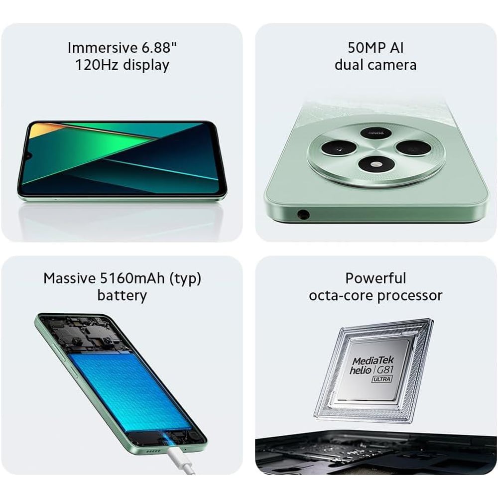 Xiaomi POCO C75 8GB 256GB 6.88 inch 120Hz Dual SIM Android Smartphone Gold Image 4