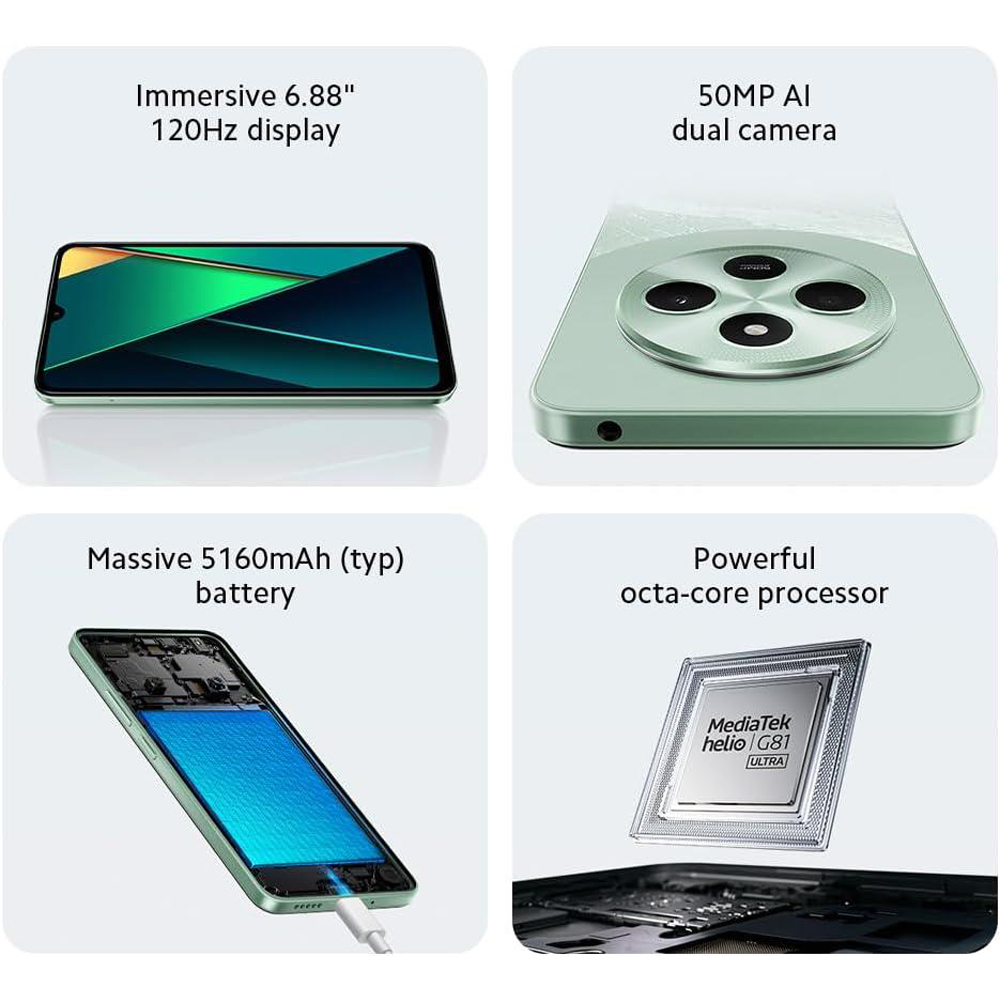 Xiaomi POCO C75 6GB 128GB 6.88 inch 120Hz Dual SIM Android Smartphone Green Image 5